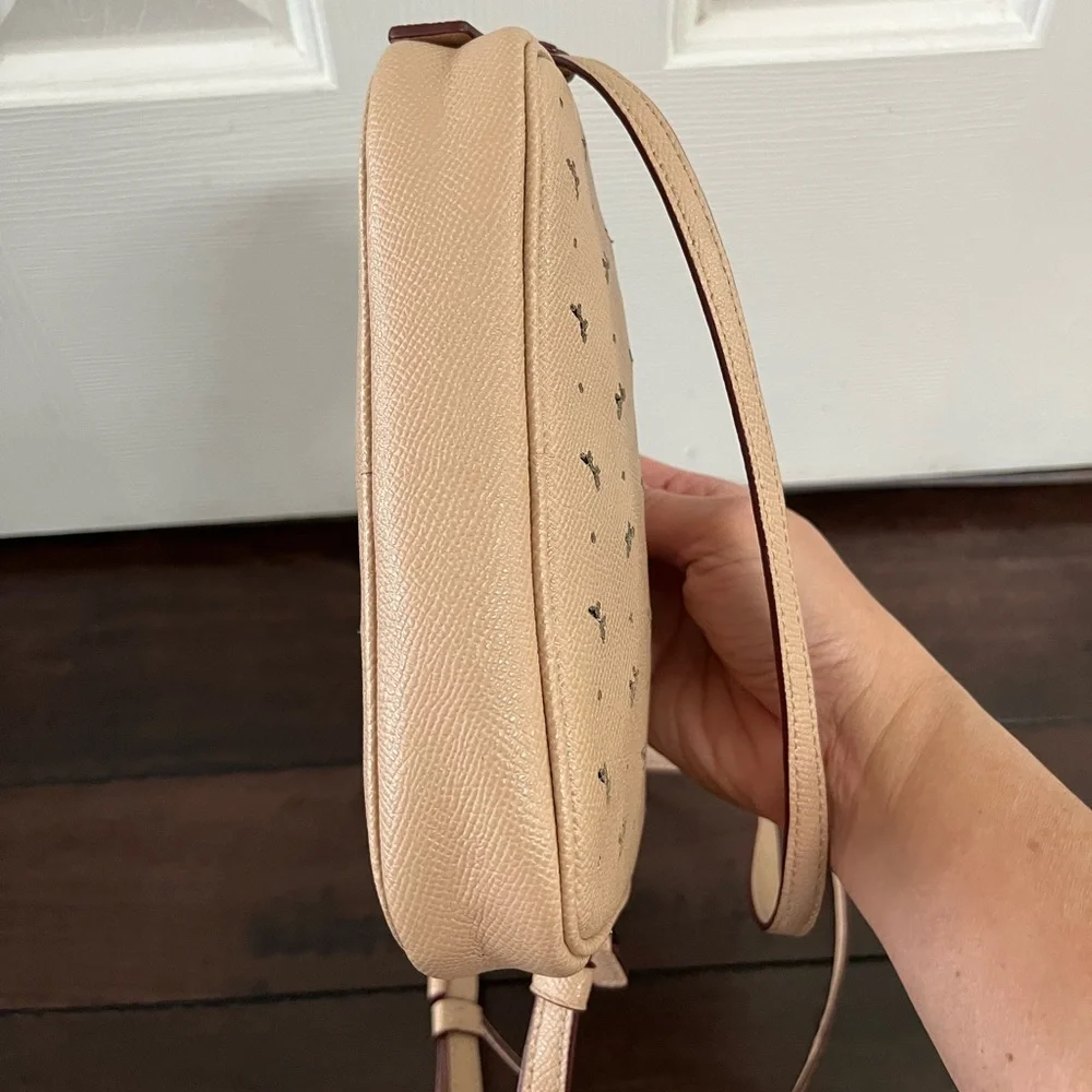 Coach Soft Leather Double Zipped Purse, Crossbody with Perforated Butterflies